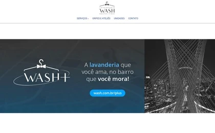 Site institucional com a identidade Wash+