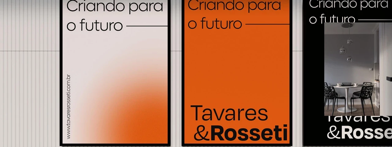 Peças de mídia externa com o conceito "Criando para o futuro" da Tavares & Rosseti